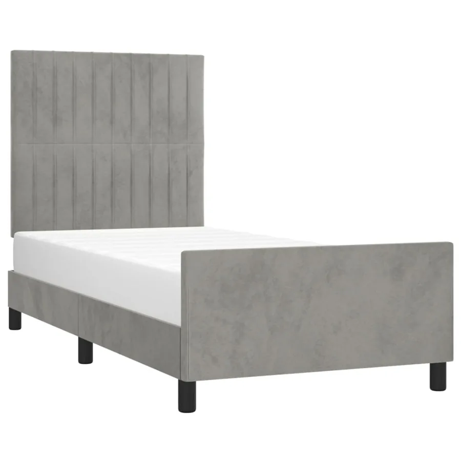 Cadre de lit sans matelas gris clair 80x200 cm velours - 3