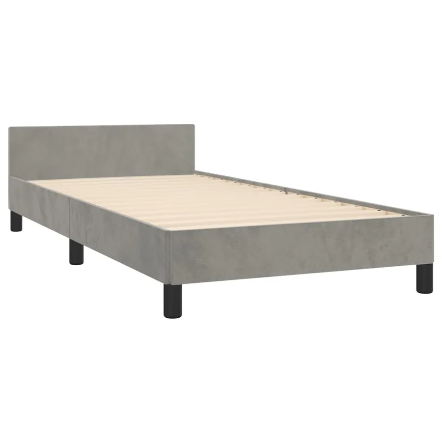 Cadre de lit sans matelas gris clair 80x200 cm velours - 5