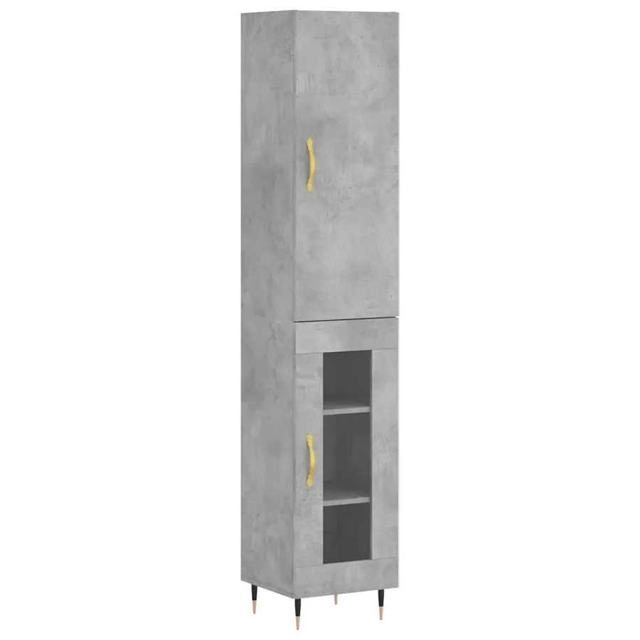 Buffet haut Gris béton 34,5x34x180 cm Bois d'ingénierie - 2