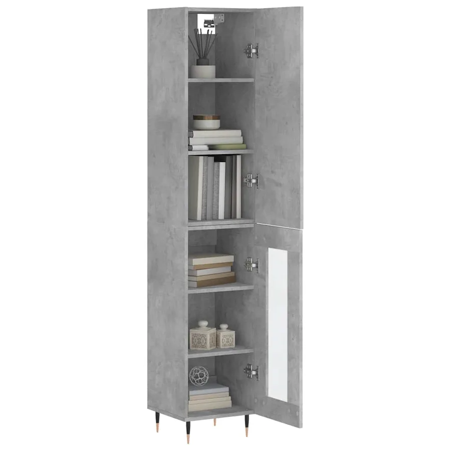 Buffet haut Gris béton 34,5x34x180 cm Bois d'ingénierie - 3