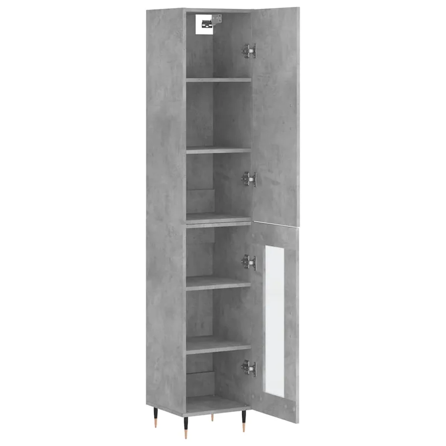 Buffet haut Gris béton 34,5x34x180 cm Bois d'ingénierie - 4