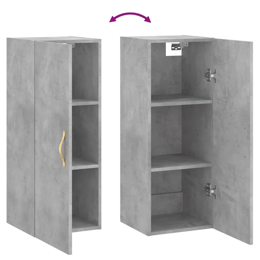 Armoire murale gris béton 34,5x34x90 cm - 10