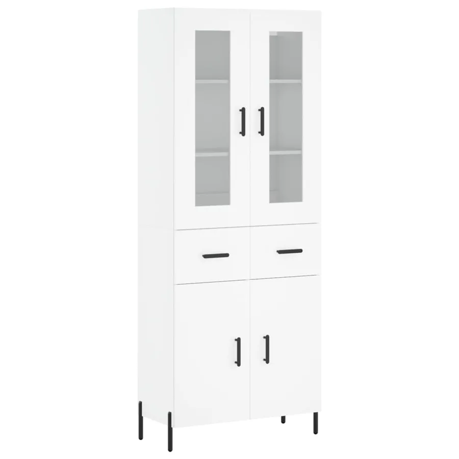 Buffet haut Blanc 69,5x34x180 cm Bois d'ingénierie - 2