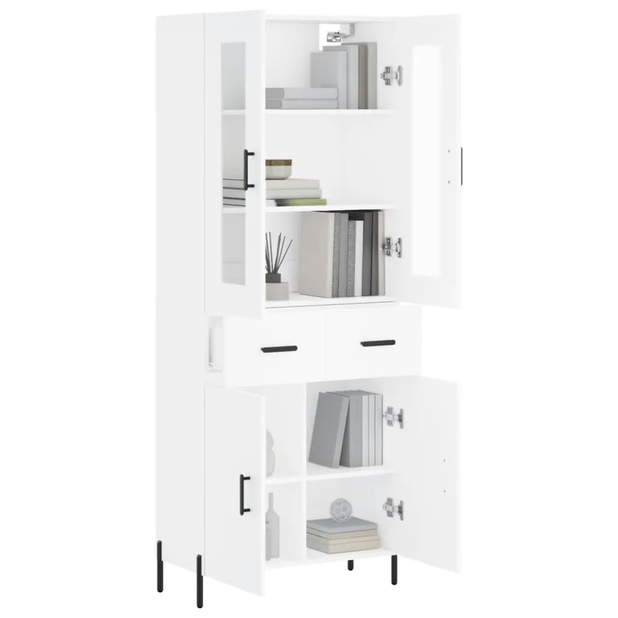 Buffet haut Blanc 69,5x34x180 cm Bois d'ingénierie - 3