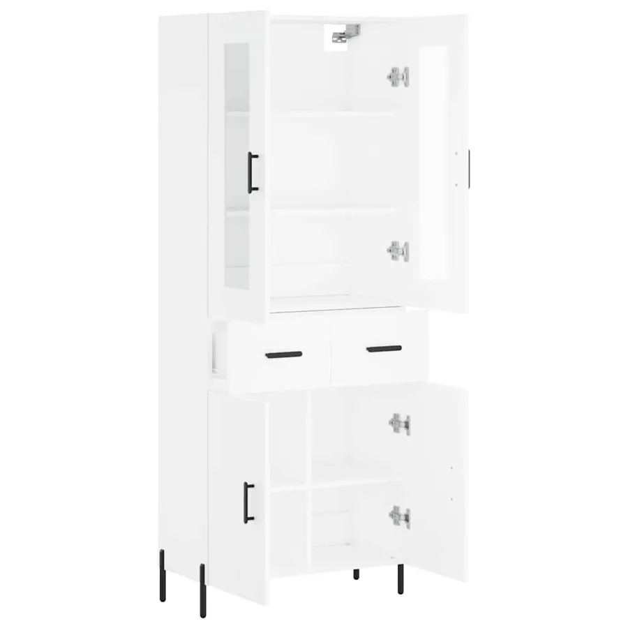 Buffet haut Blanc 69,5x34x180 cm Bois d'ingénierie - 4