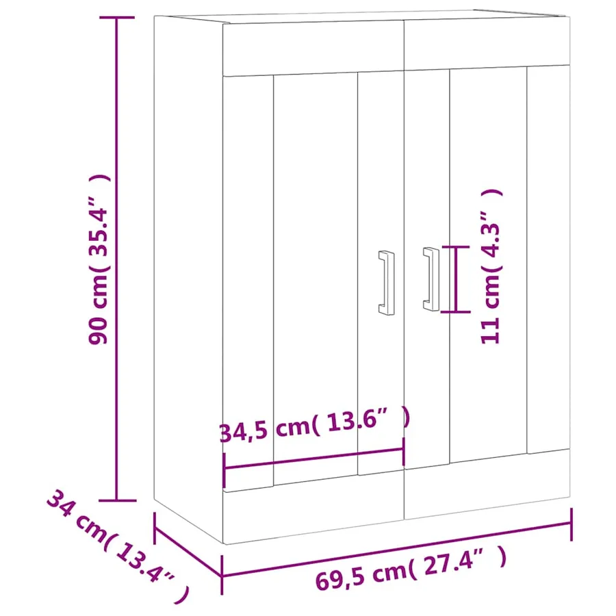 Armoire murale sonoma gris 69,5x34x90 cm - 13