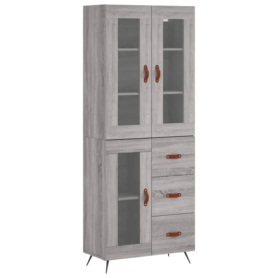 Buffet haut Sonoma gris 69,5x34x180 cm Bois d'ingénierie - 2