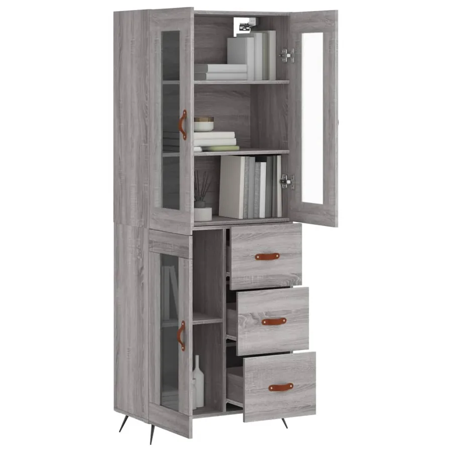 Buffet haut Sonoma gris 69,5x34x180 cm Bois d'ingénierie - 3
