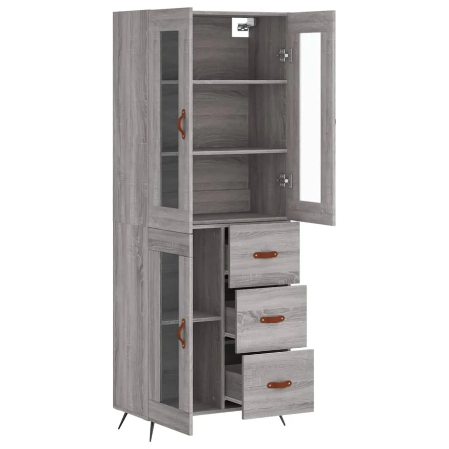 Buffet haut Sonoma gris 69,5x34x180 cm Bois d'ingénierie - 4