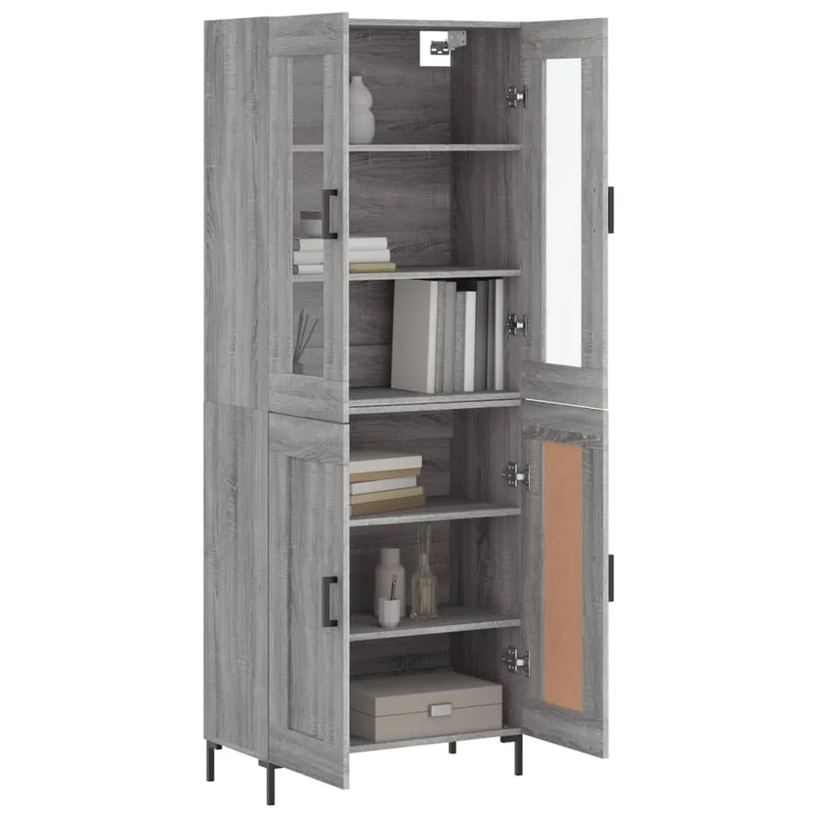 Buffet haut Sonoma gris 69,5x34x180 cm Bois d'ingénierie - 3