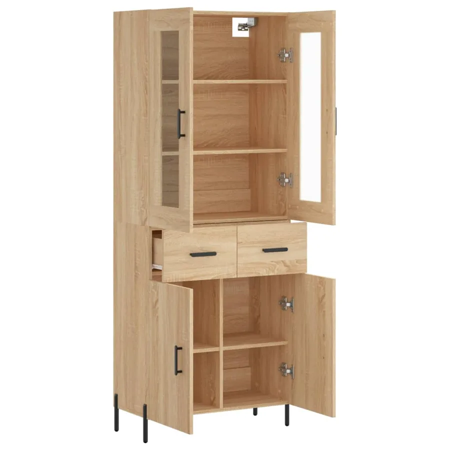 Buffet haut Chêne sonoma 69,5x34x180 cm Bois d'ingénierie - 4