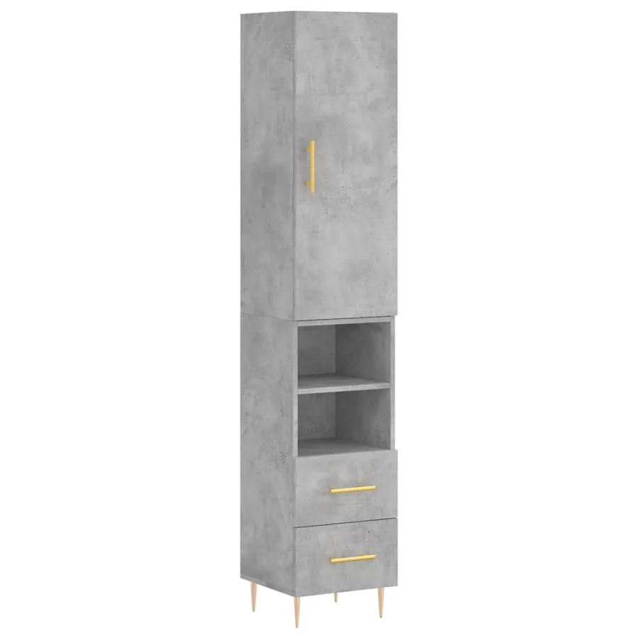Buffet haut Gris béton 34,5x34x180 cm Bois d'ingénierie - 2