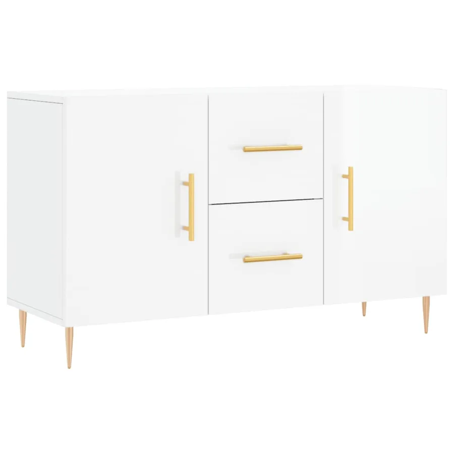 Buffet blanc brillant 100x36x60 cm bois d'ingénierie - 2