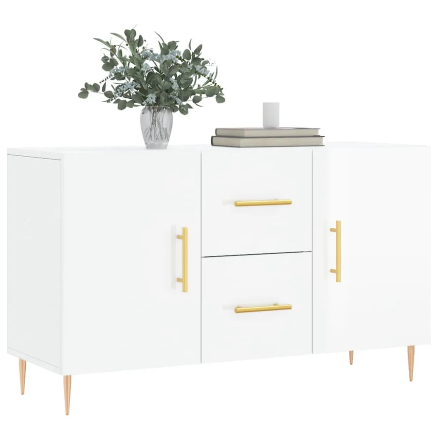Buffet blanc brillant 100x36x60 cm bois d'ingénierie - 3