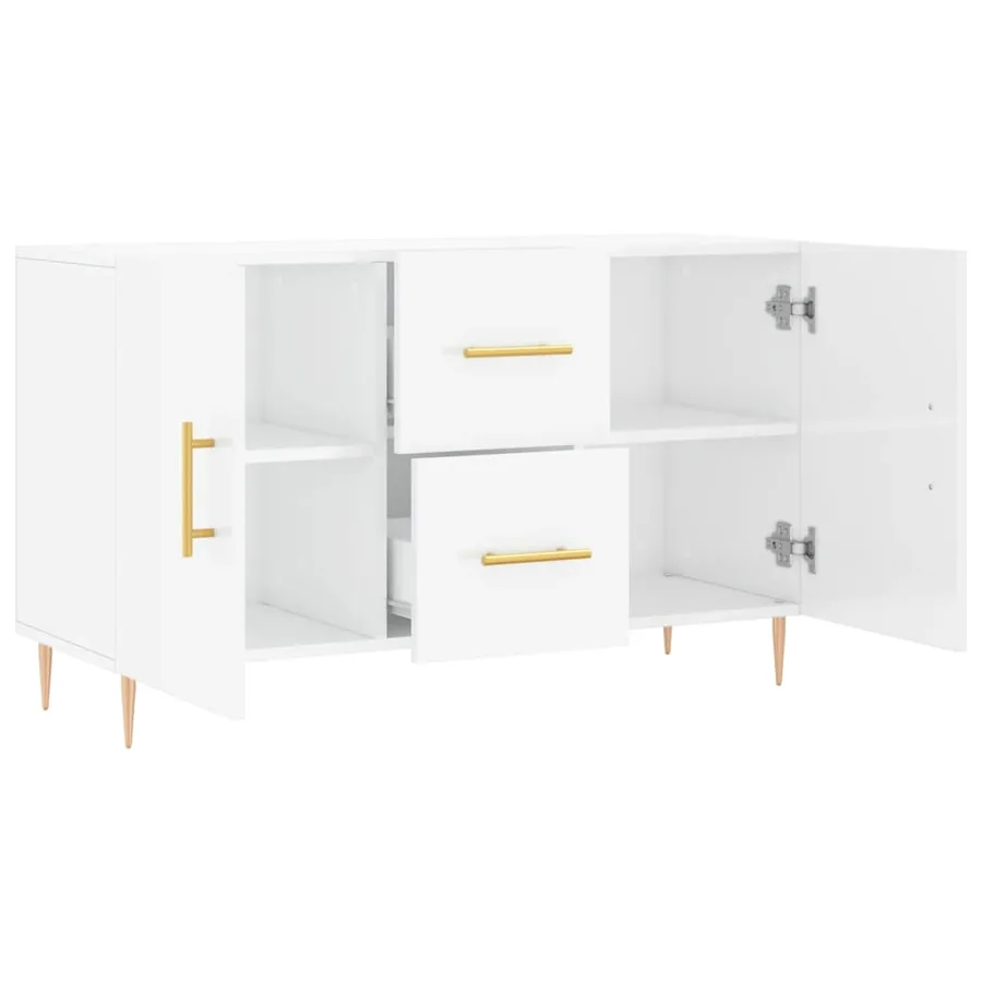 Buffet blanc brillant 100x36x60 cm bois d'ingénierie - 5