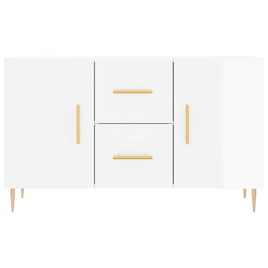 Buffet blanc brillant 100x36x60 cm bois d'ingénierie - 6
