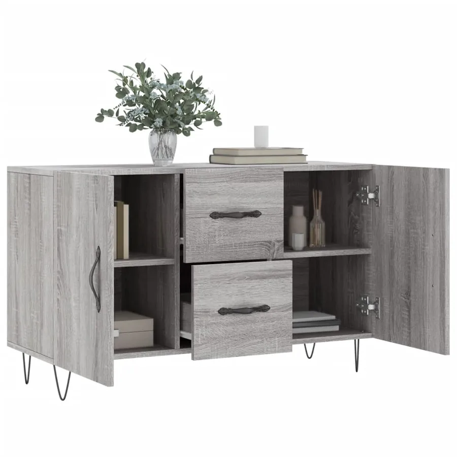 Buffet sonoma gris 100x36x60 cm bois d'ingénierie - 4