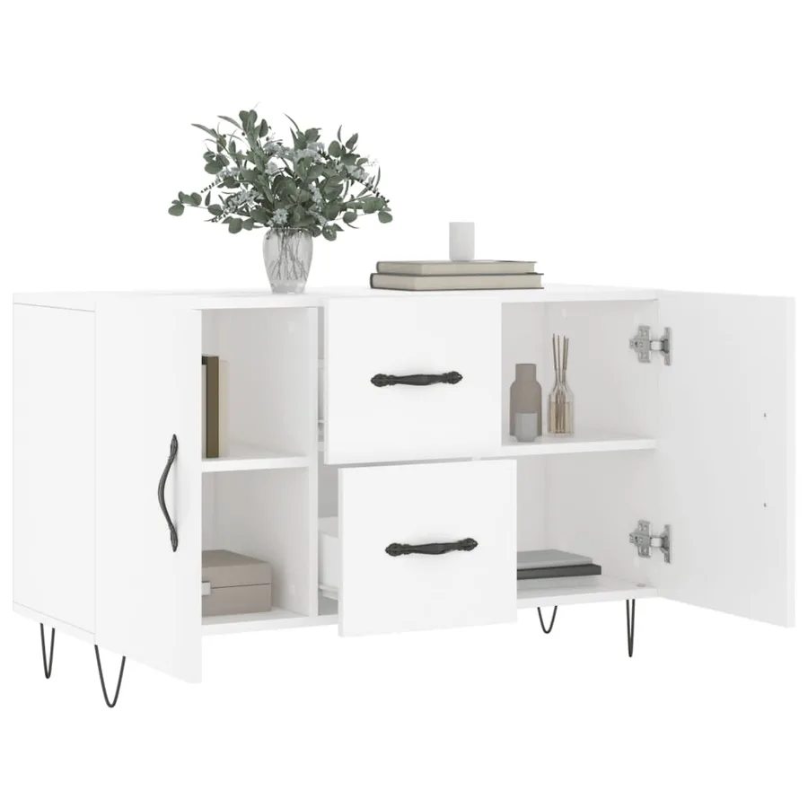 Buffet blanc 100x36x60 cm bois d'ingénierie - 4
