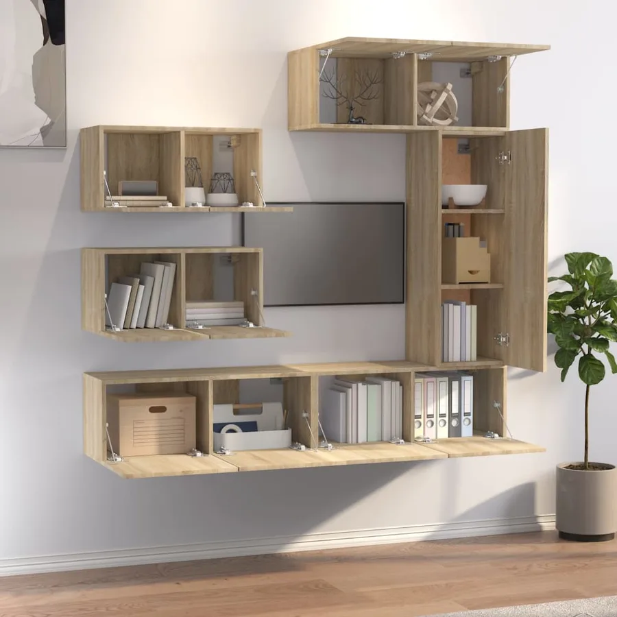 Ensemble de meubles TV 6 pcs Chêne sonoma Bois d'ingénierie - 3