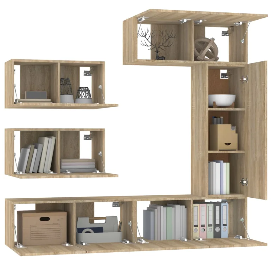 Ensemble de meubles TV 6 pcs Chêne sonoma Bois d'ingénierie - 4
