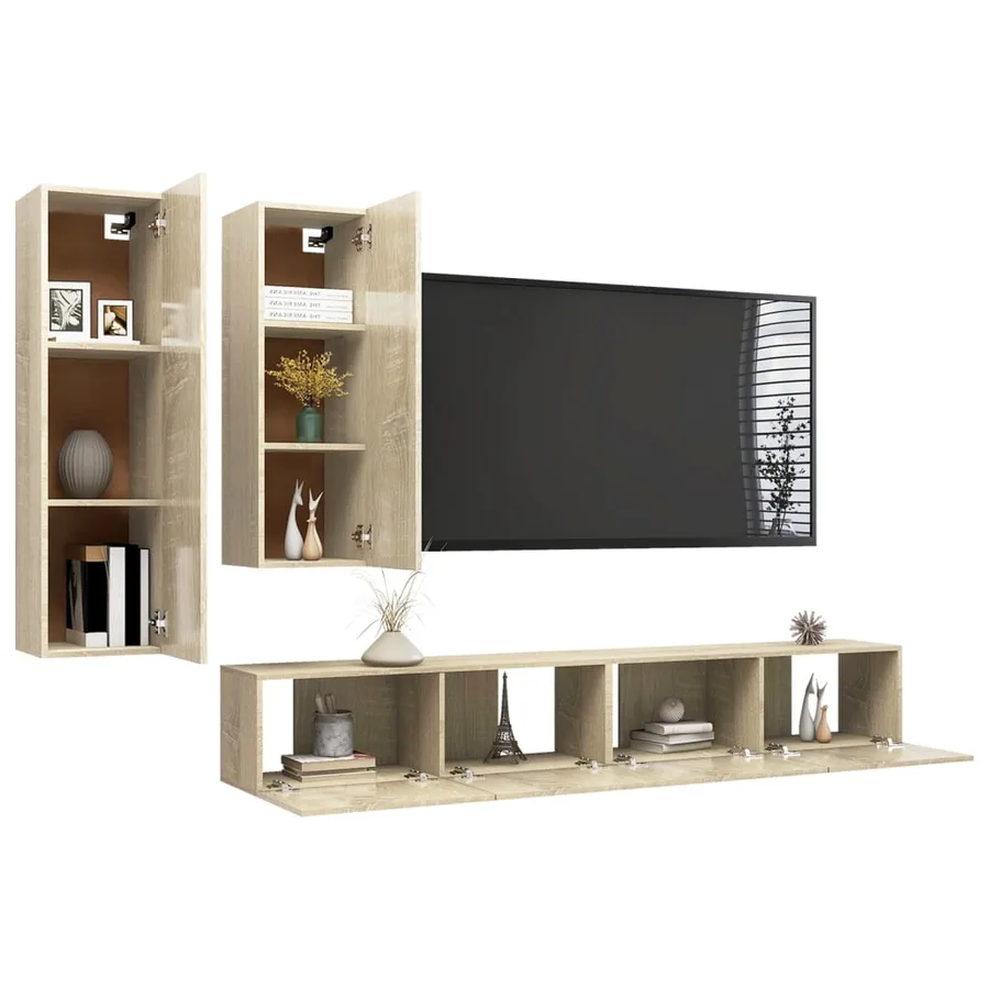 Ensemble de meubles TV 4 pcs Chêne sonoma Bois d'ingénierie - 3