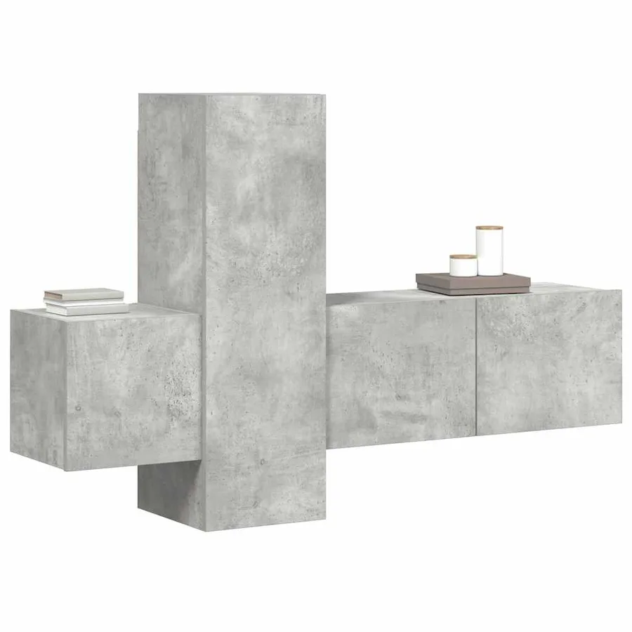 Ensemble de meubles TV 3 pcs Gris béton Bois d'ingénierie - 3