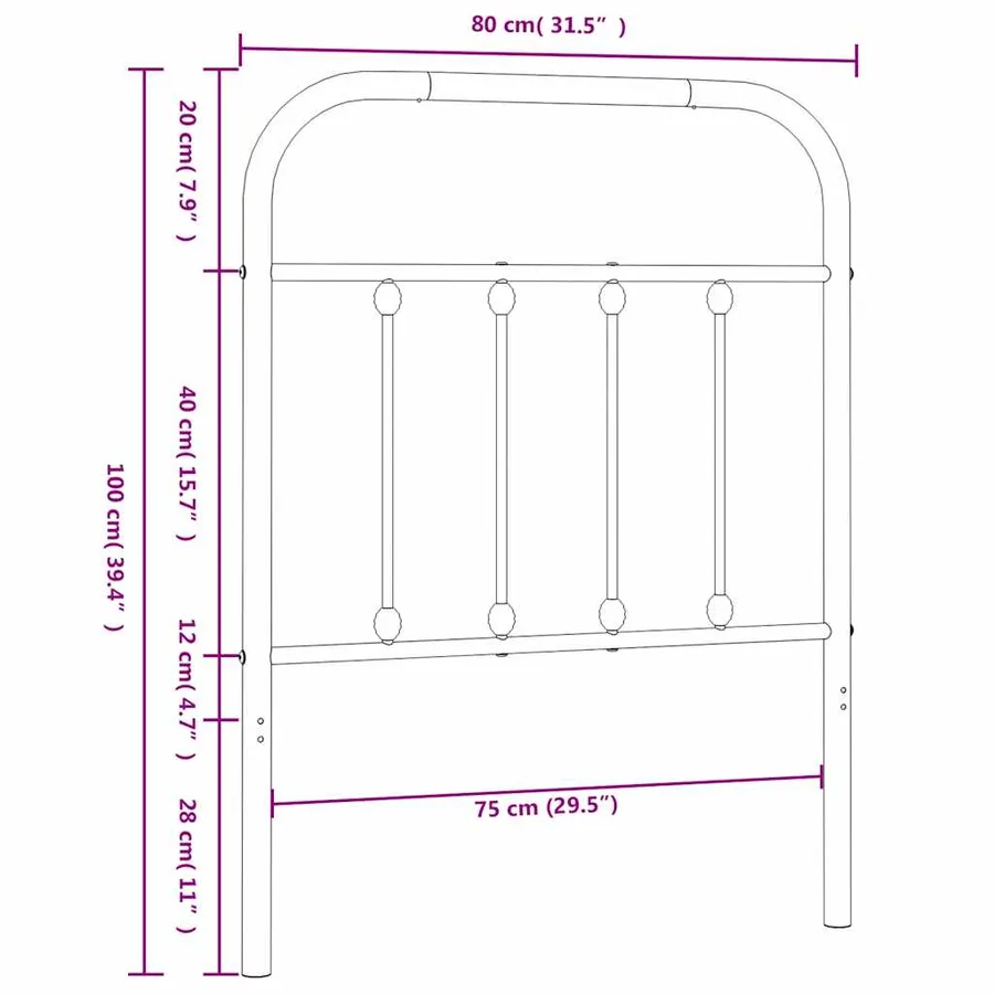 Tête de lit de remplacement métal noir 75 cm - 7