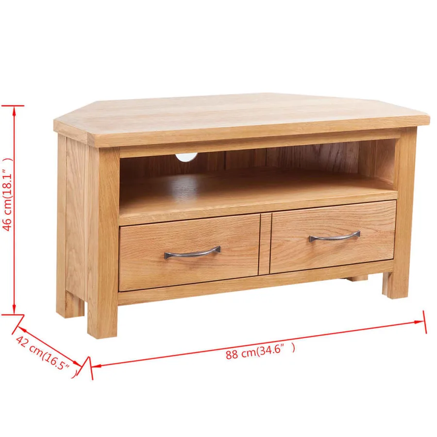 Meuble TV avec tiroir 88 x 42 x 46 cm Bois de chêne solide - 7