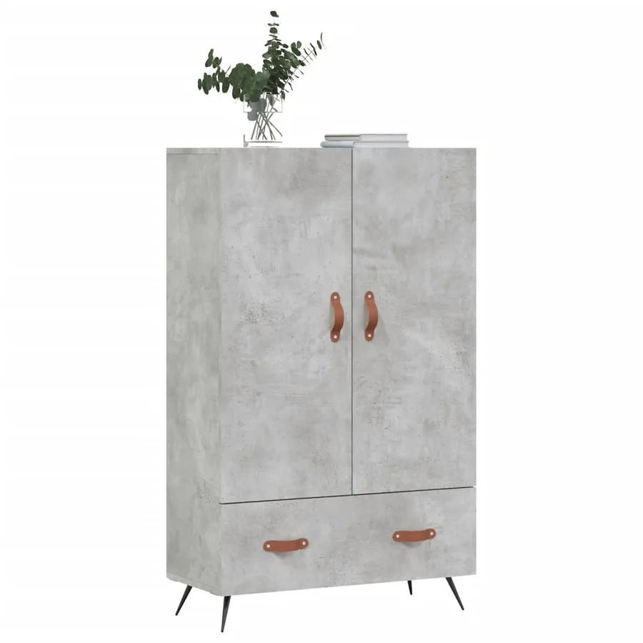 Buffet haut gris béton 69,5x31x115 cm bois d'ingénierie - 4