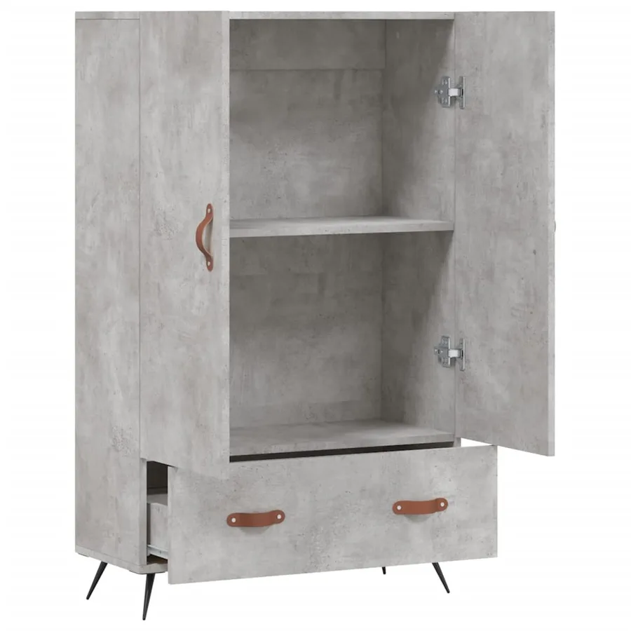 Buffet haut gris béton 69,5x31x115 cm bois d'ingénierie - 5