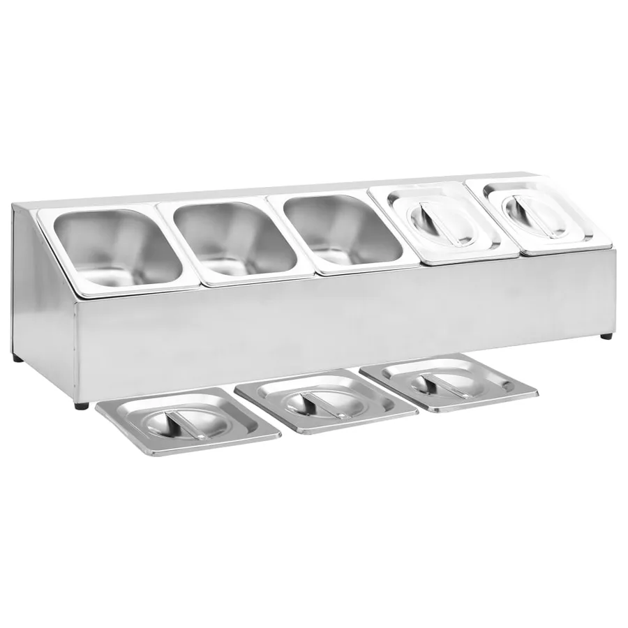Récipient Gastronorm avec 5 bacs GN 1/6 Acier inoxydable - 6