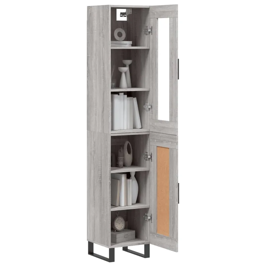 Buffet haut Sonoma gris 34,5x34x180 cm Bois d'ingénierie - 3