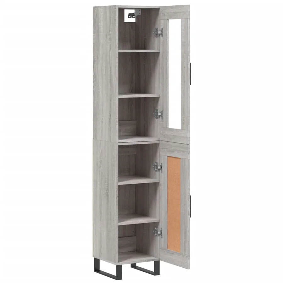 Buffet haut Sonoma gris 34,5x34x180 cm Bois d'ingénierie - 4