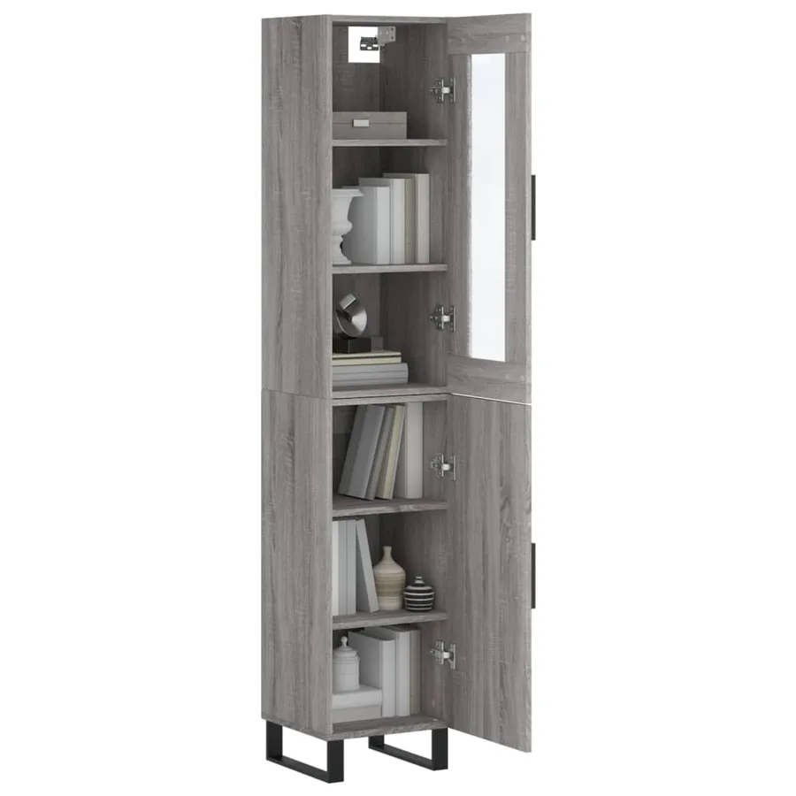 Buffet haut Sonoma gris 34,5x34x180 cm Bois d'ingénierie - 3