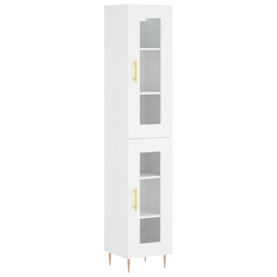 Buffet haut Blanc 34,5x34x180 cm Bois d'ingénierie - 2