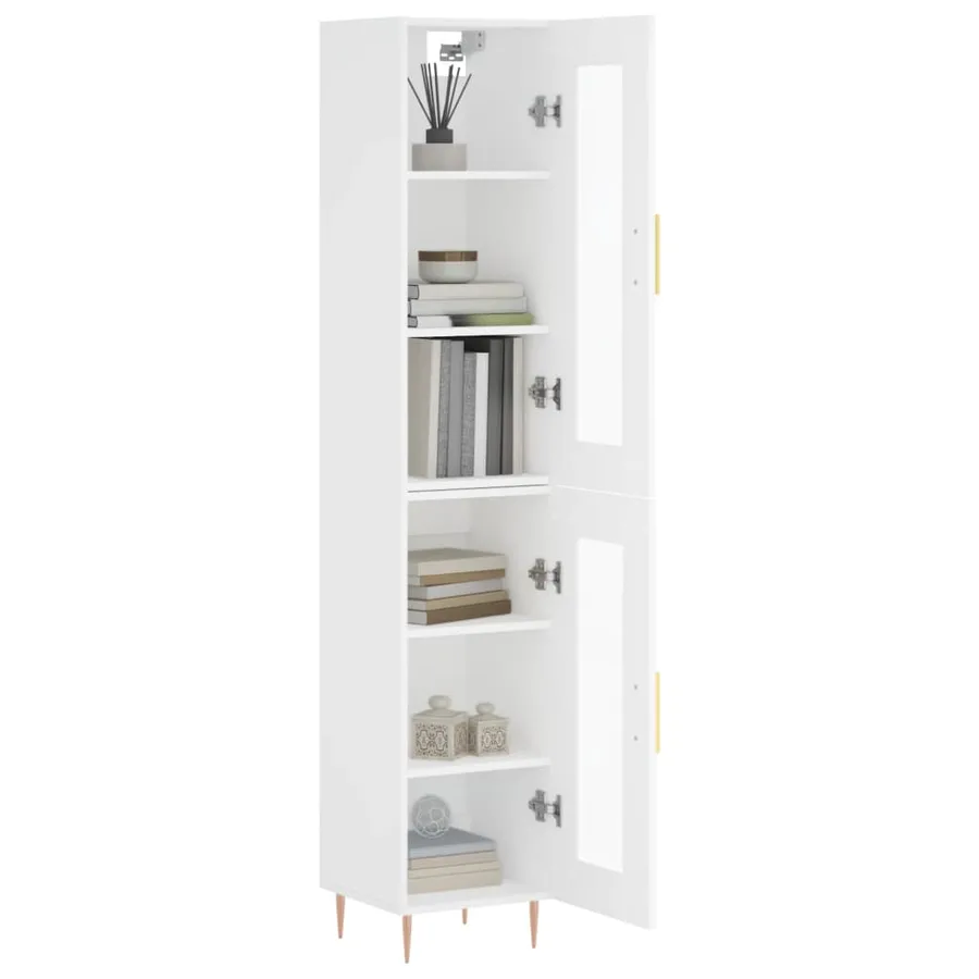 Buffet haut Blanc 34,5x34x180 cm Bois d'ingénierie - 3