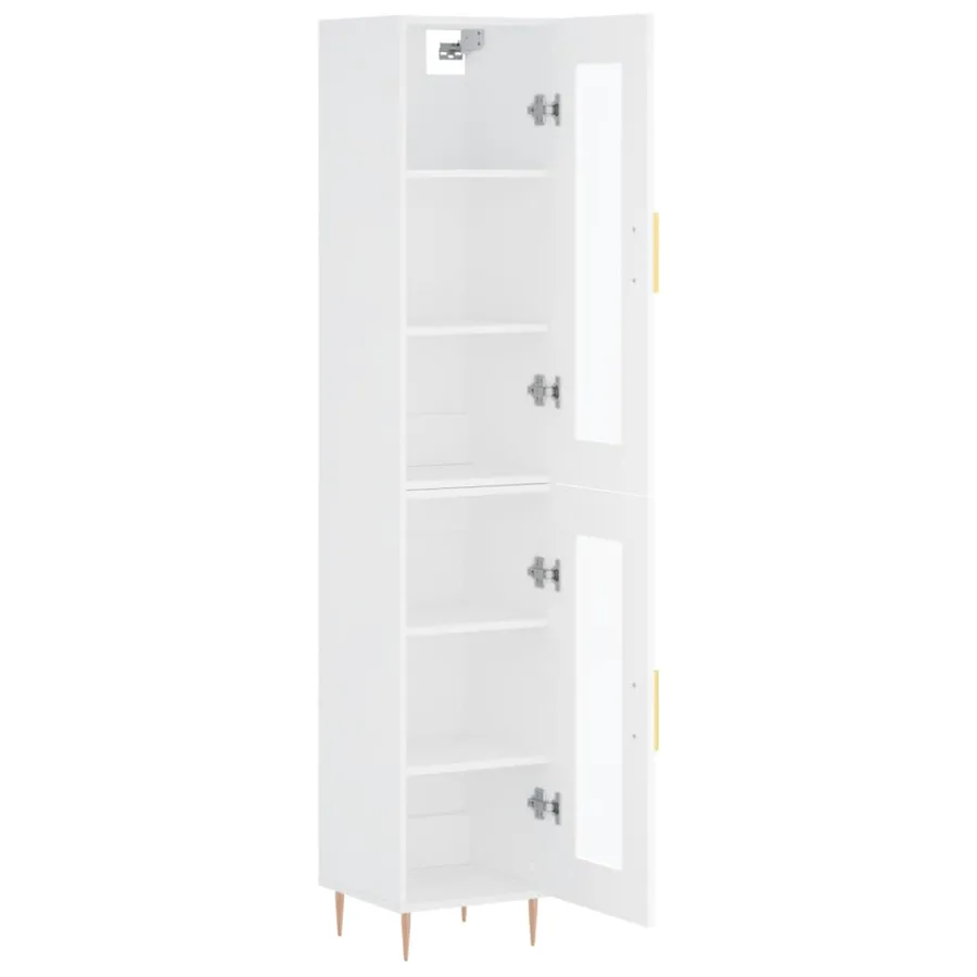 Buffet haut Blanc 34,5x34x180 cm Bois d'ingénierie - 4