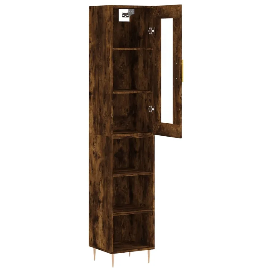 Buffet haut Chêne fumé 34,5x34x180 cm Bois d'ingénierie - 4