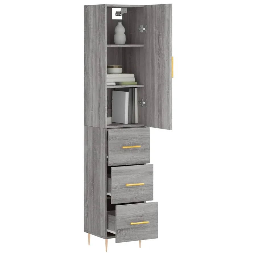 Buffet haut Sonoma gris 34,5x34x180 cm Bois d'ingénierie - 3