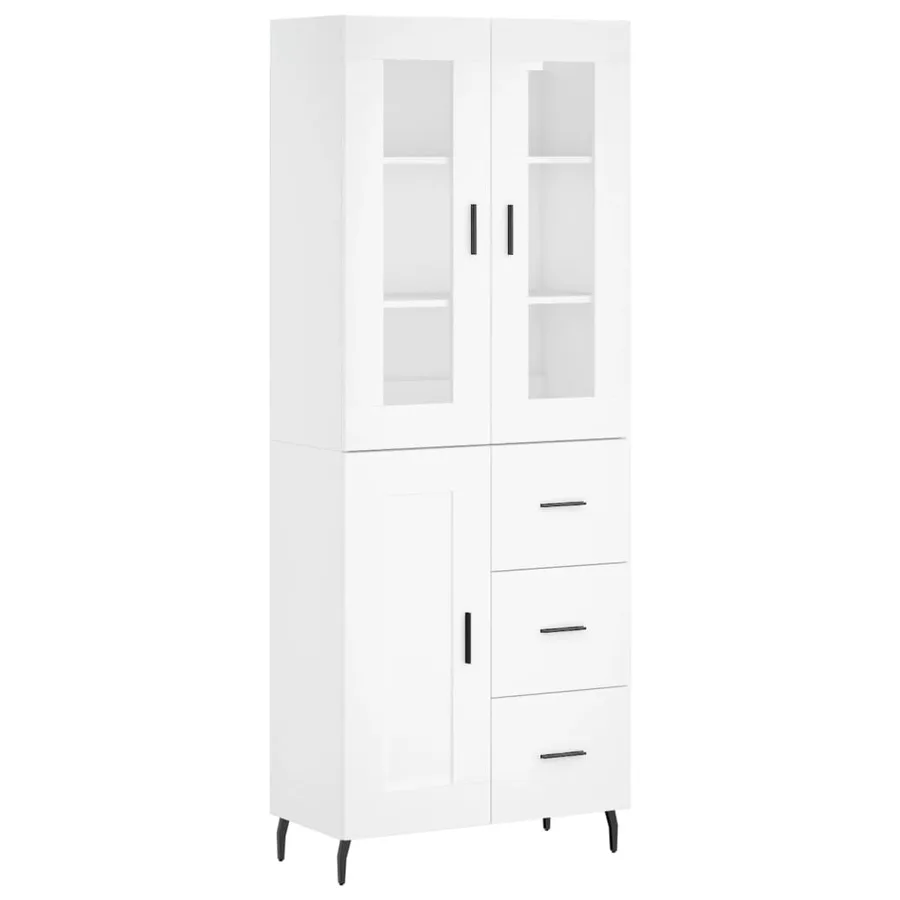 Buffet haut Blanc 69,5x34x180 cm Bois d'ingénierie - 2