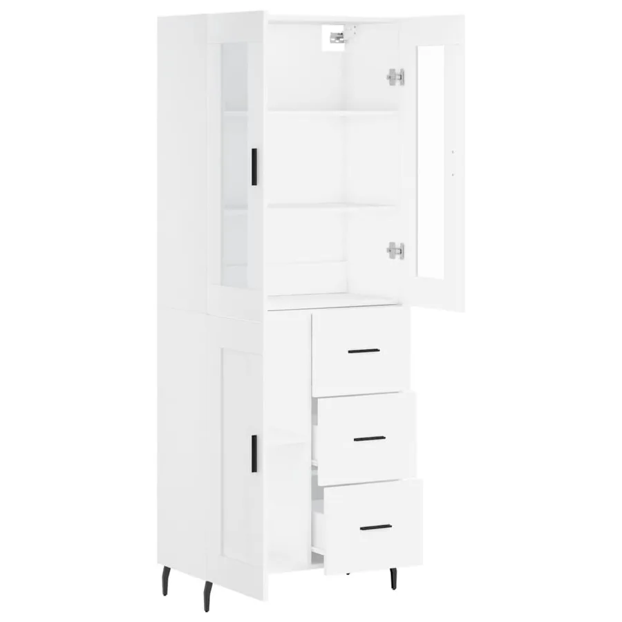 Buffet haut Blanc 69,5x34x180 cm Bois d'ingénierie - 4