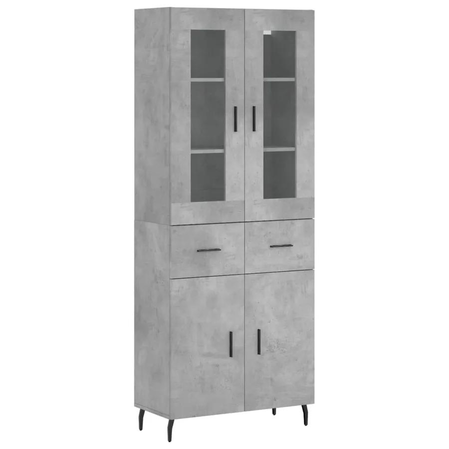 Buffet haut Gris béton 69,5x34x180 cm Bois d'ingénierie - 2