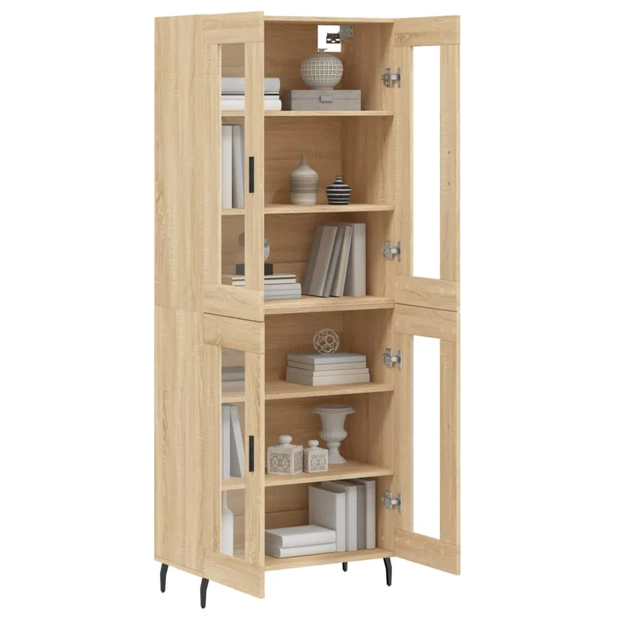Buffet haut Chêne sonoma 69,5x34x180 cm Bois d'ingénierie - 3