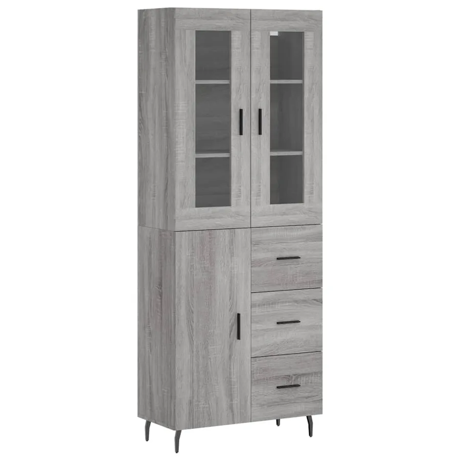 Buffet haut Sonoma gris 69,5x34x180 cm Bois d'ingénierie - 2