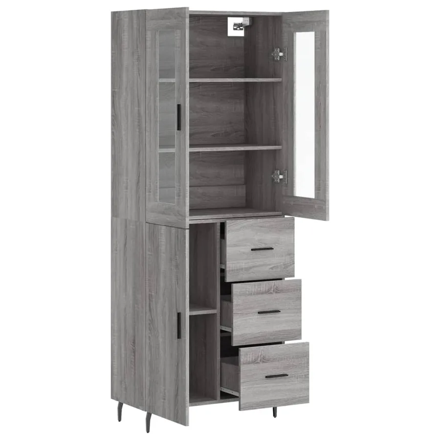 Buffet haut Sonoma gris 69,5x34x180 cm Bois d'ingénierie - 4