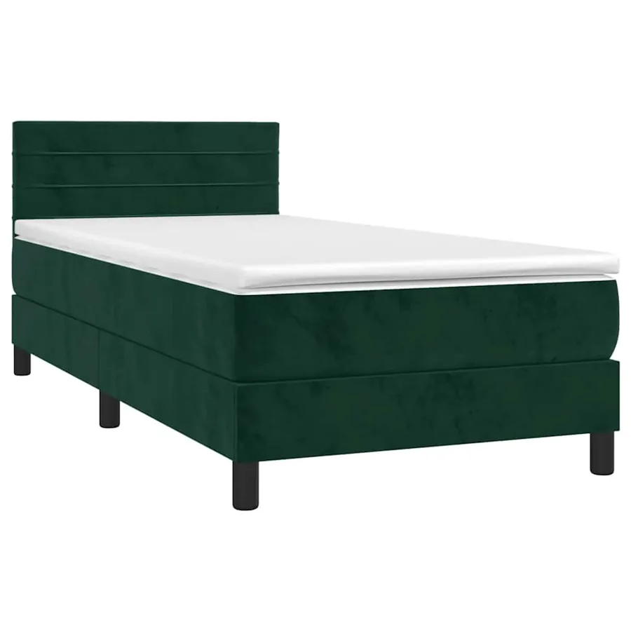 Sommier à lattes de lit et matelas et LED Vert foncé 80x200 cm - 3