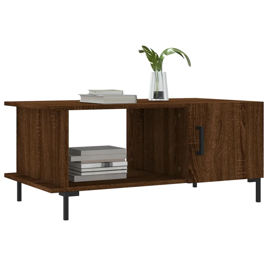 Table basse chêne marron 90x50x40 cm bois d'ingénierie - 3