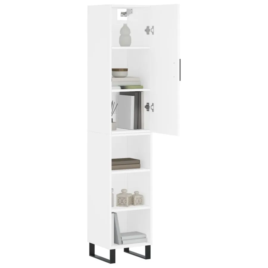 Buffet haut Blanc 34,5x34x180 cm Bois d'ingénierie - 3