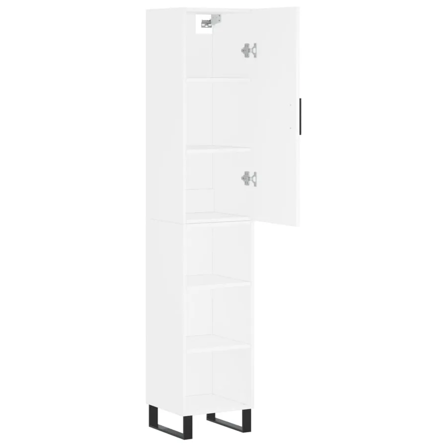Buffet haut Blanc 34,5x34x180 cm Bois d'ingénierie - 4