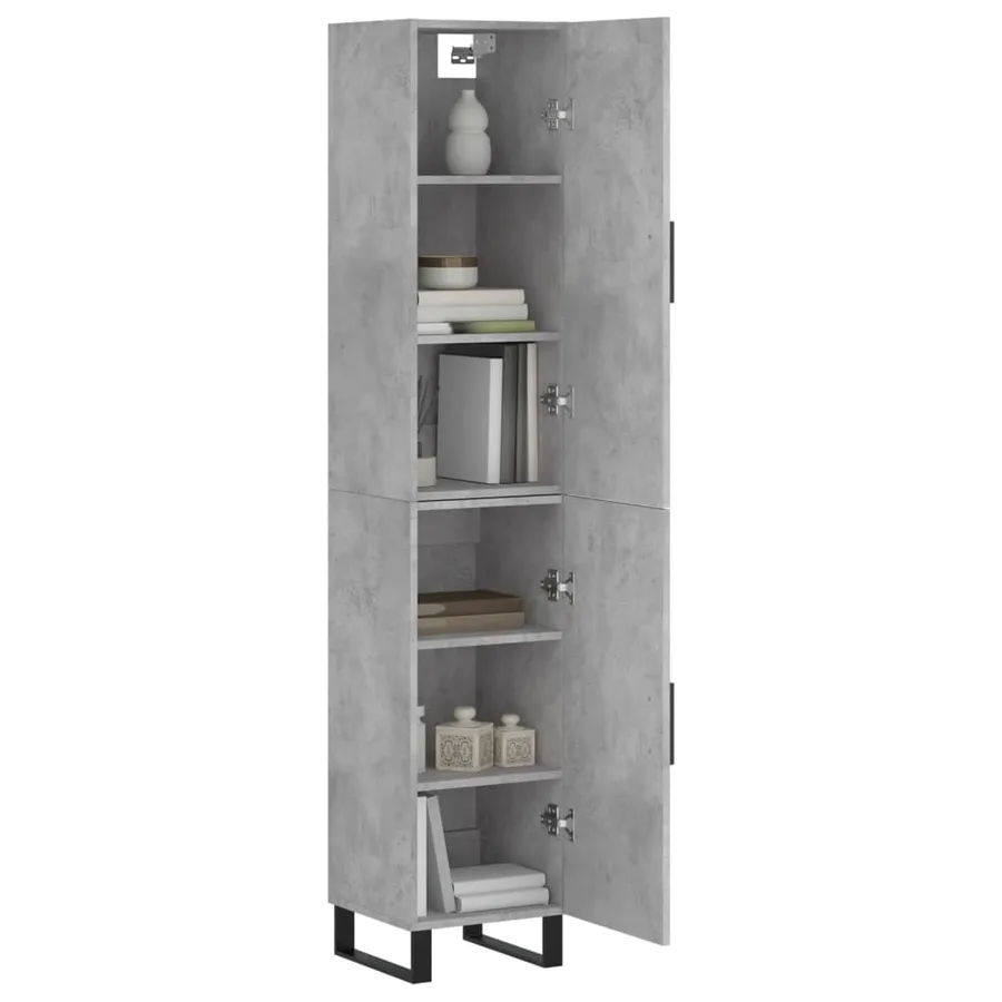 Buffet haut Gris béton 34,5x34x180 cm Bois d'ingénierie - 3